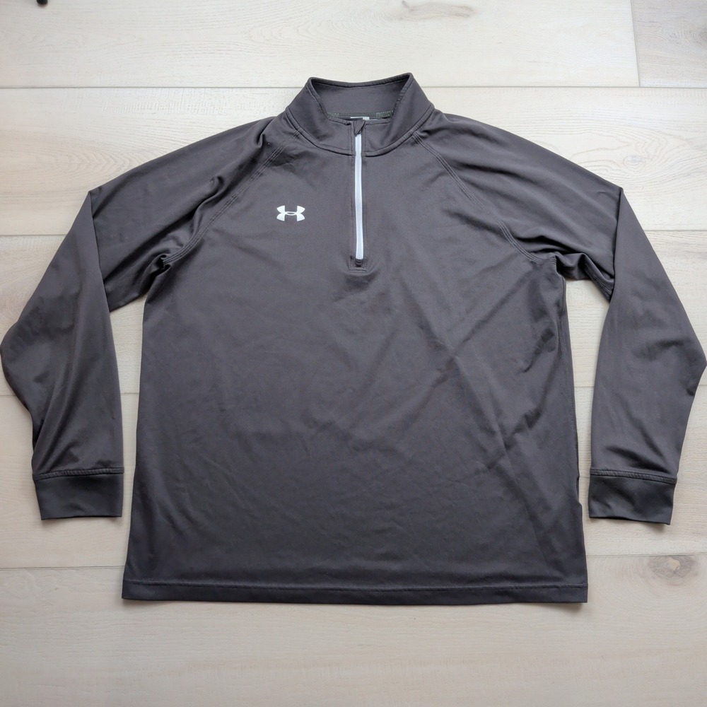 Under Armour HeatGear Mens XL Gray Quarter Zip Pullover Loose Fit Activewear